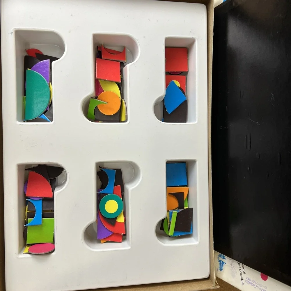 1985 Magnetic Action Deluxe Design Set colorful shapes Magnetic Collage 98 Piece
